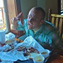 chet eating bbq