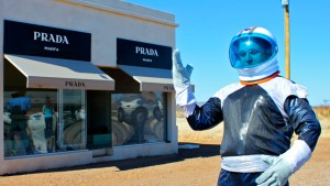 chet in martian costume at prada