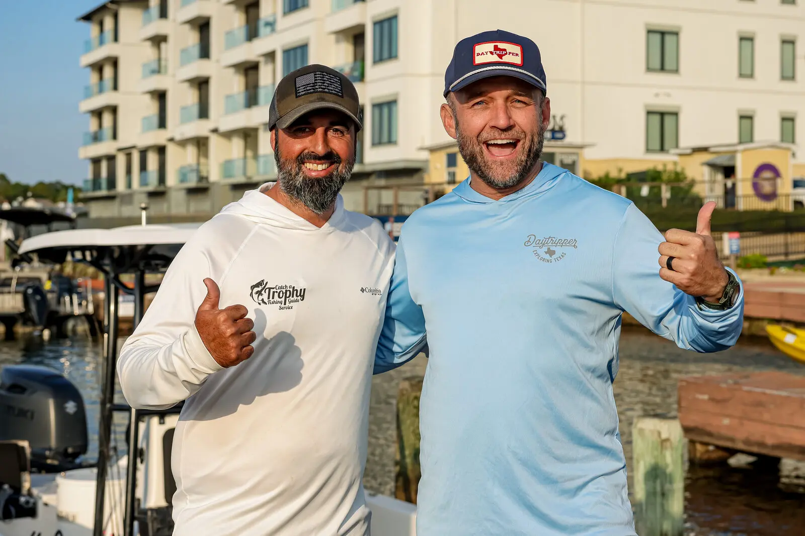 Chet Garner with fishing guide Captain Chris Edwards on Lake Conroe