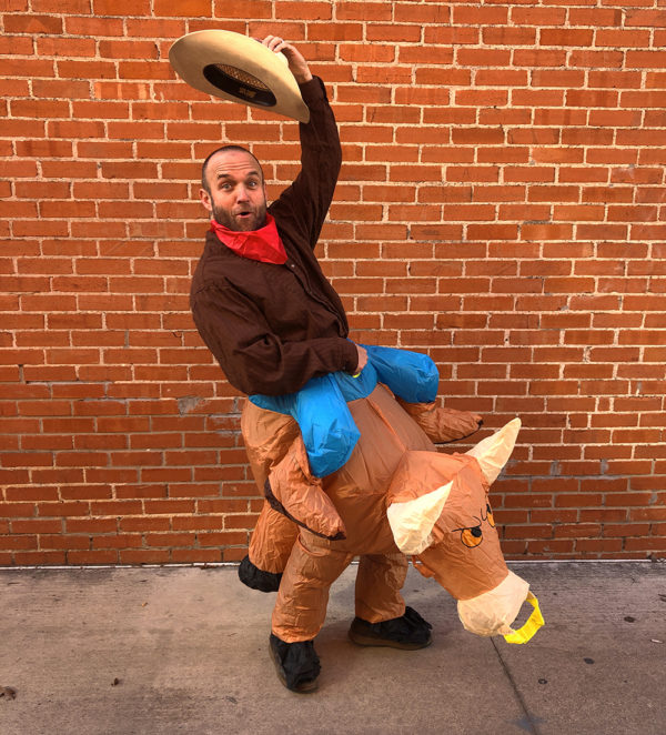 A bull-riding rodeo costume
